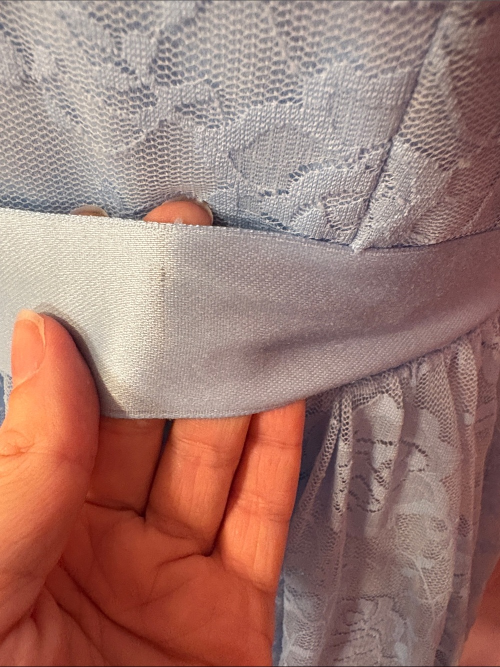 Blue Lace Overlay Cap Sleeve Party Dress - Picture 5 of 6